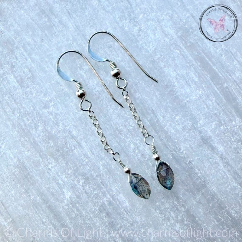 Labradorite Dangle Earrings with Sterling Silver